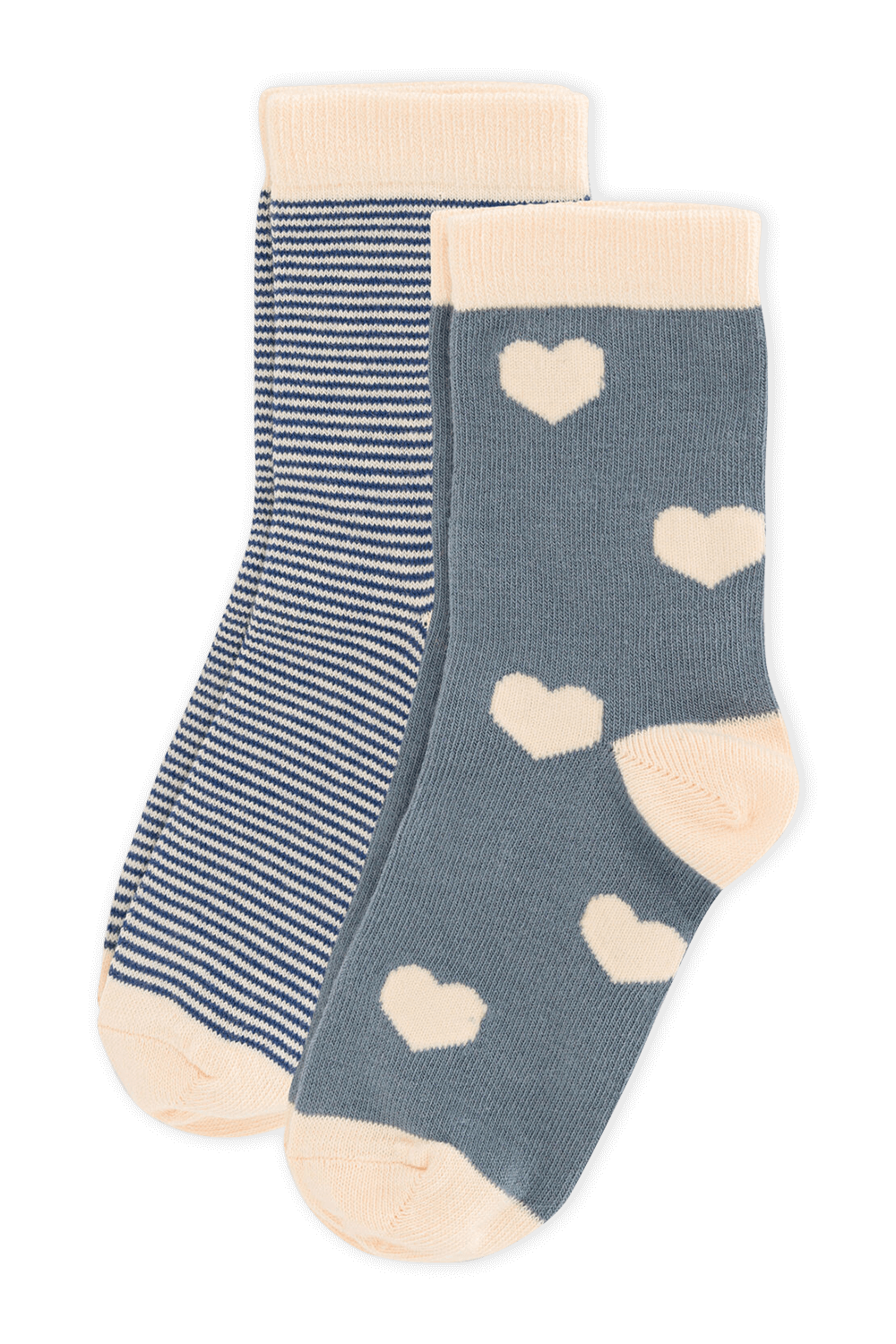 תמונה קידמית של מארז שני זוגות גרביים עם הדפס לבבות - גילאי 4-16