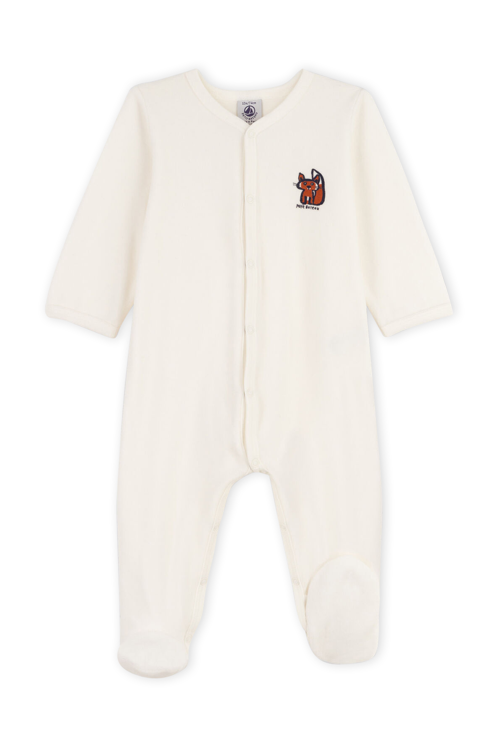 תמונה קידמית של אוברול קטיפה ארוך עם רגליות - גילאי 1-24 חודשים