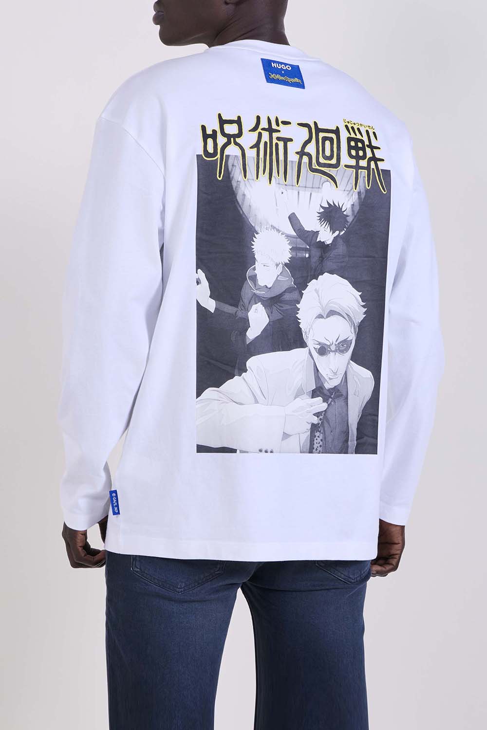 תמונת דוגמן אחורית של חולצת טי שרוול ארוך הוגו X ג'וג'וטסו קאיזן