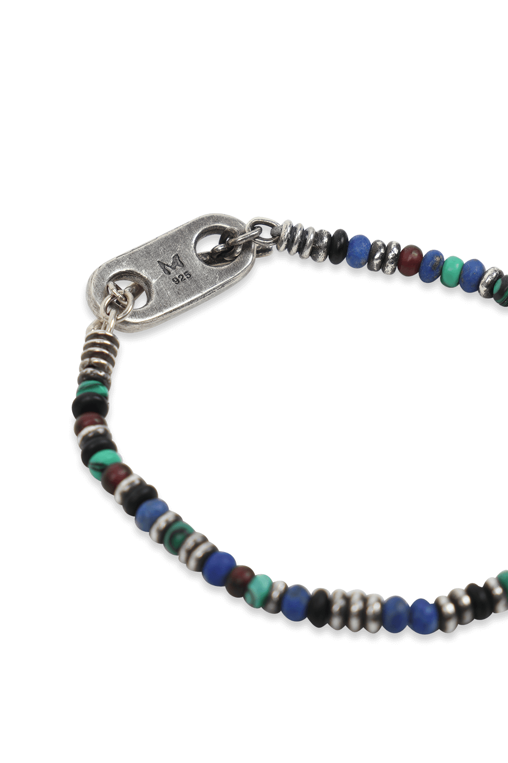 תמונת תקריב של צמיד 9 ממ מדיסקיות כסף ומיקס חרוזים צבעוניים