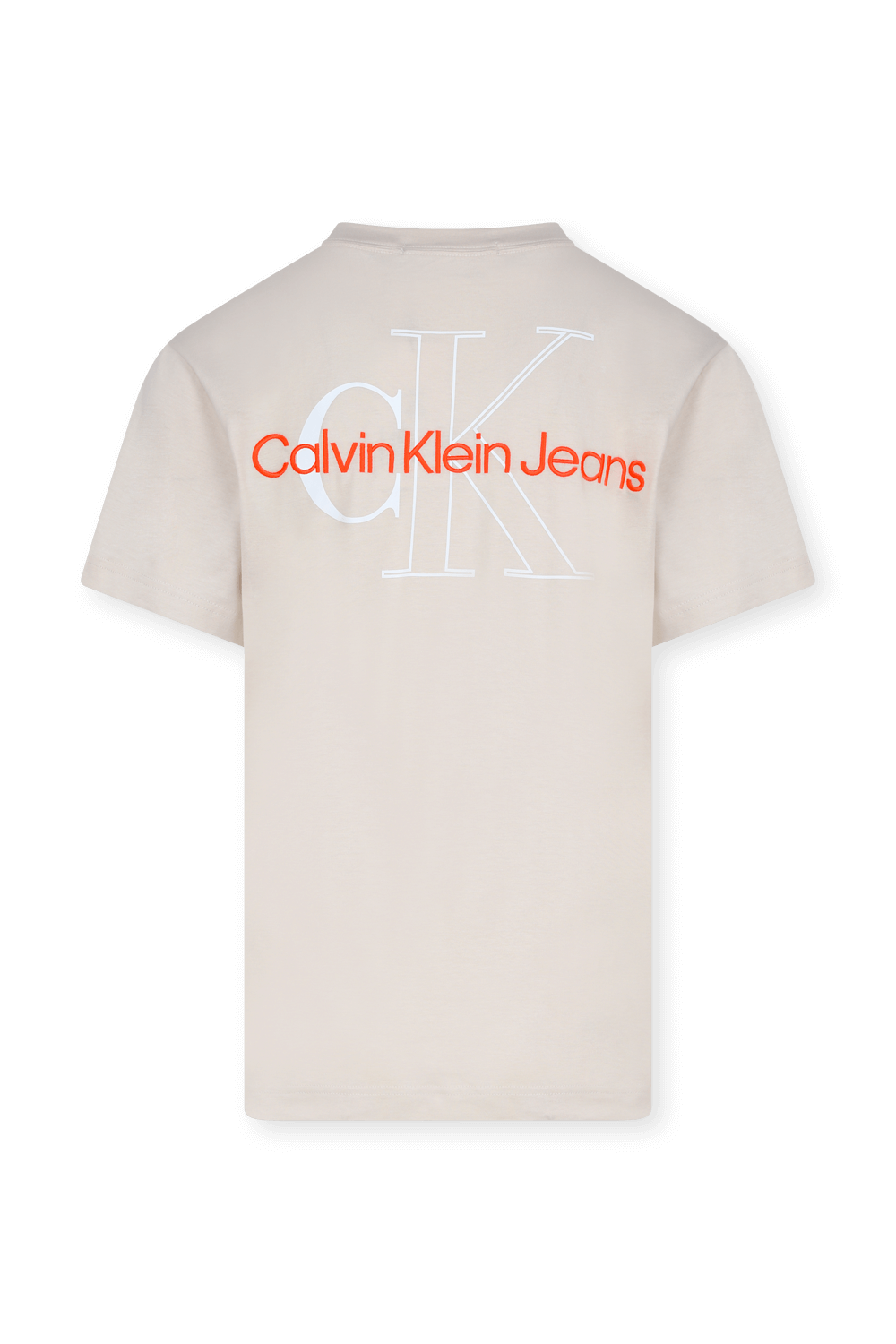 חולצת טי עם לוגו רקום בגב בגוון אוף וויט CALVIN KLEIN