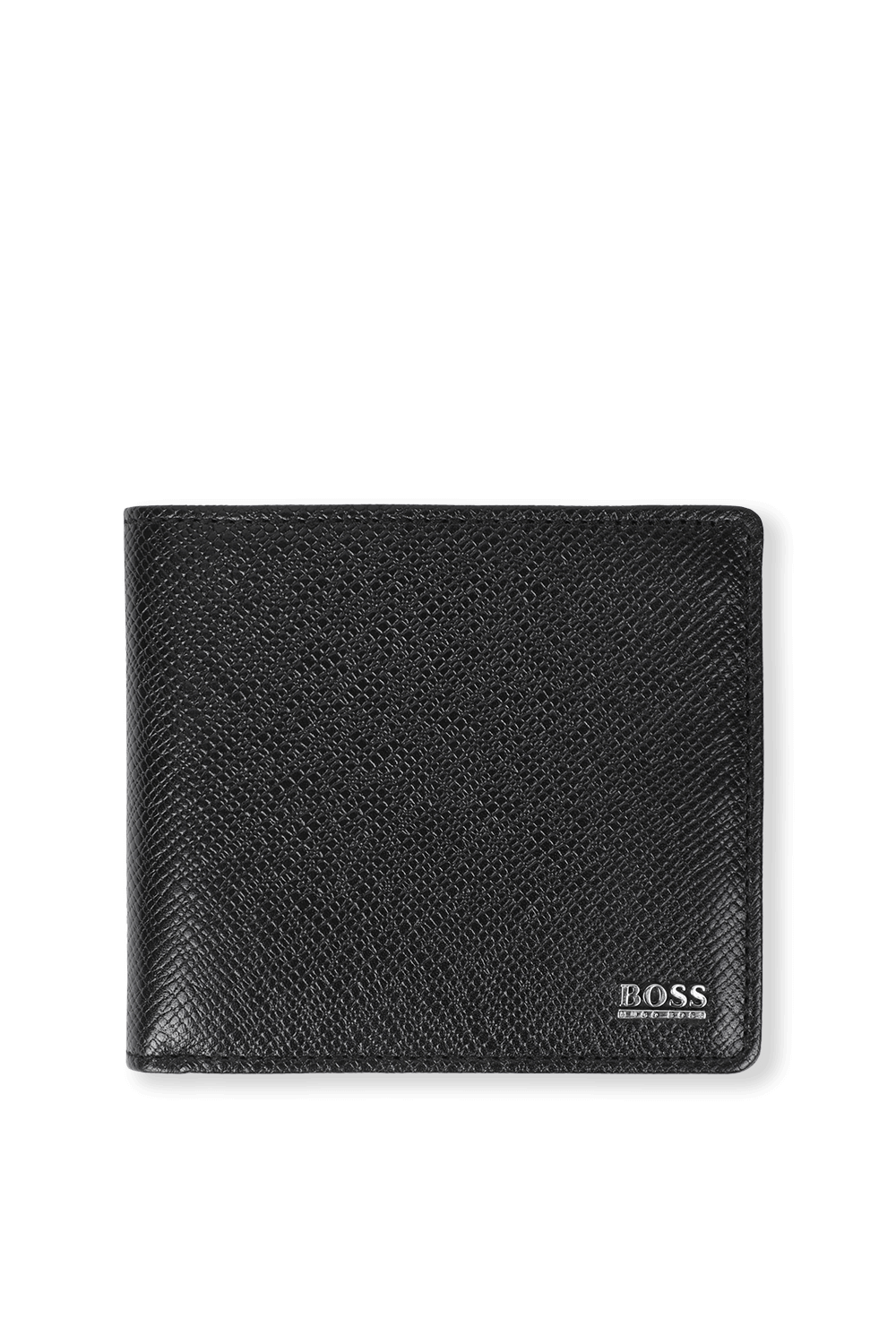 תמונה קידמית של Signature Grainy Leather Wallet In Black&nbsp;