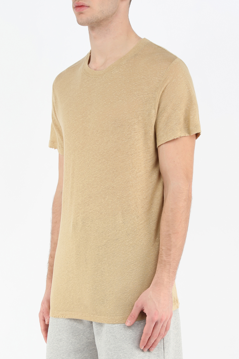 תמונת דוגמן קידמית של חולצת פשתן בגוון בז'