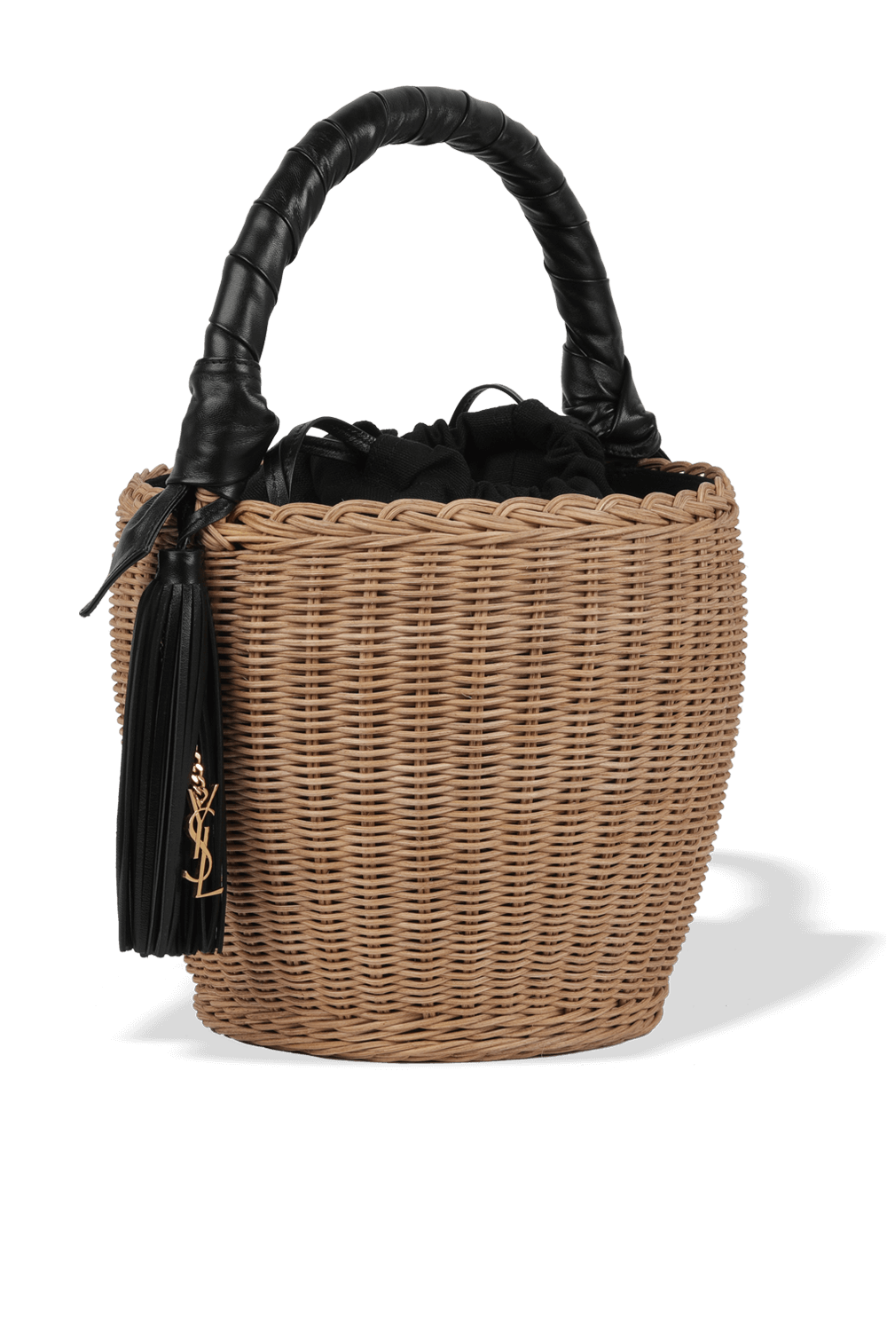 Panier Raffia Bucket Bag in Brown and Black SAINT LAURENT