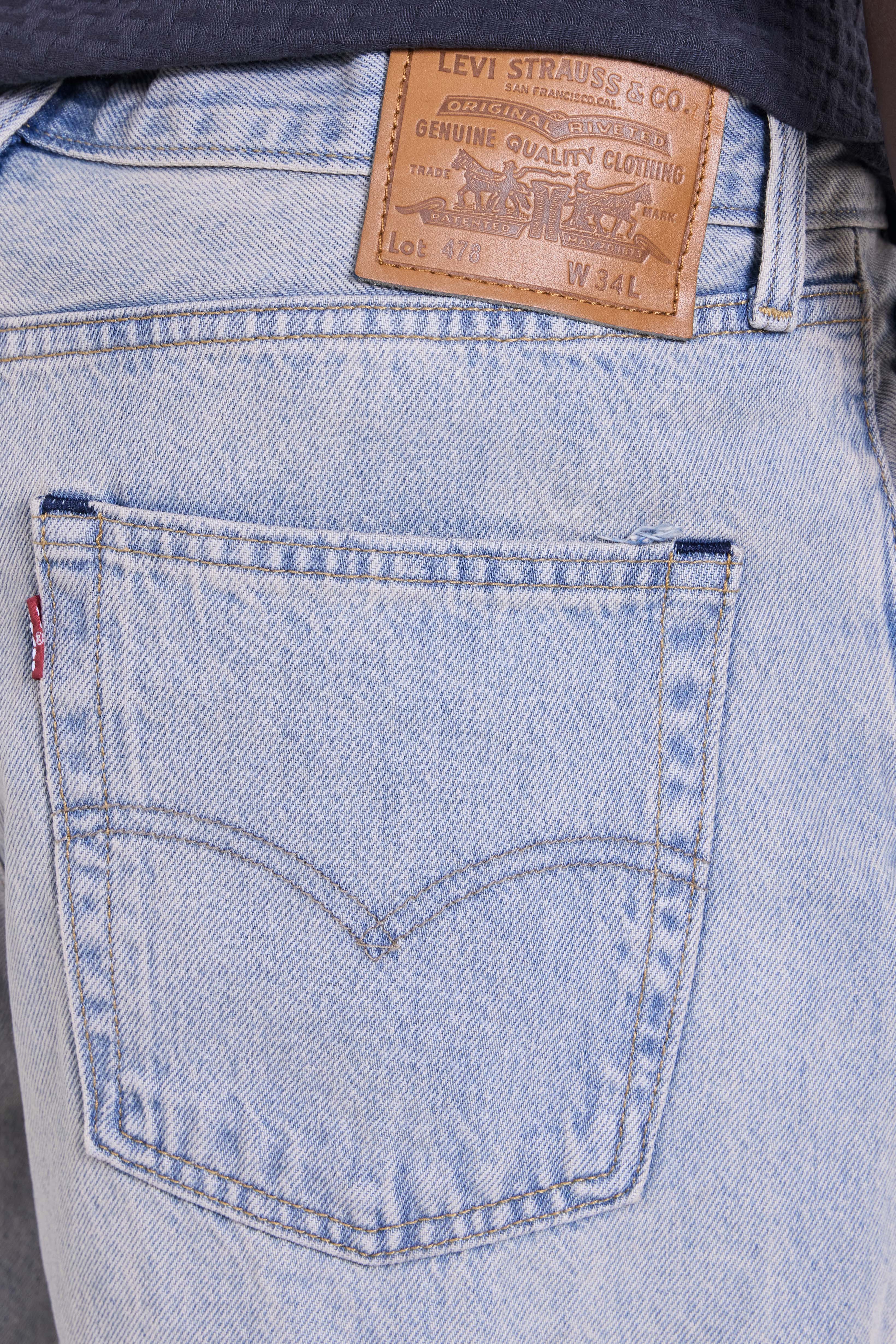 תמונת תקריב דוגמן של מכנסי ג'ינס קצרים 478