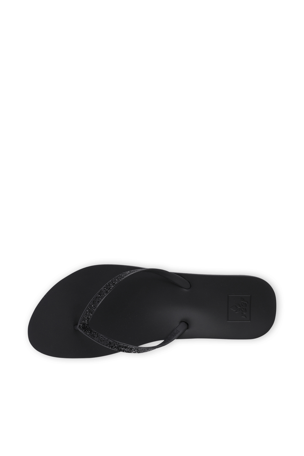 תמונת פנים של כפכפי אצבע שחורים עם רצועות מנצנצות