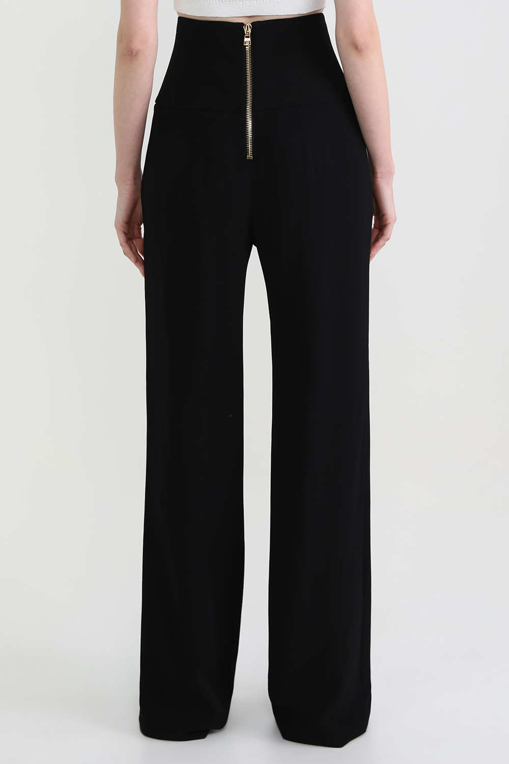 תמונת דוגמן אחורית של מכנסיים ארוכים בגזרה גבוהה