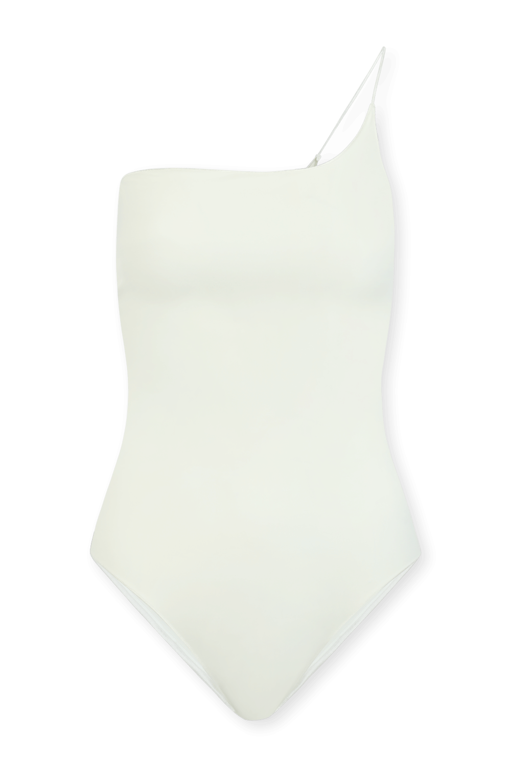 תמונה קידמית של בגד ים שלם כתף אחת בלבן