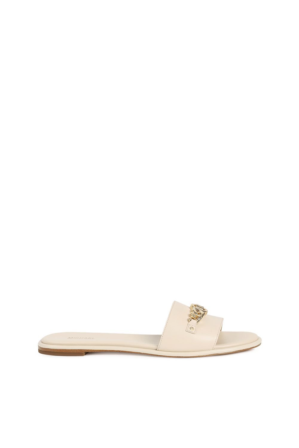 תמונה קידמית של Rina Logo Leather Slides in Cream
