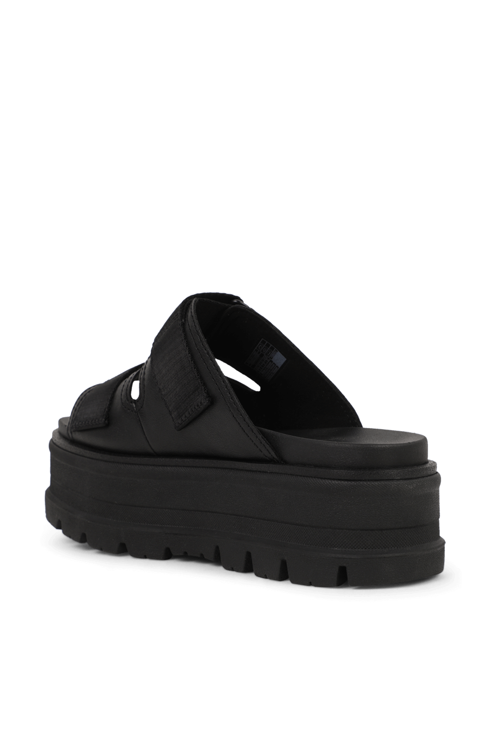 תמונה אחורית של כפכפי סליידס מעור שחור