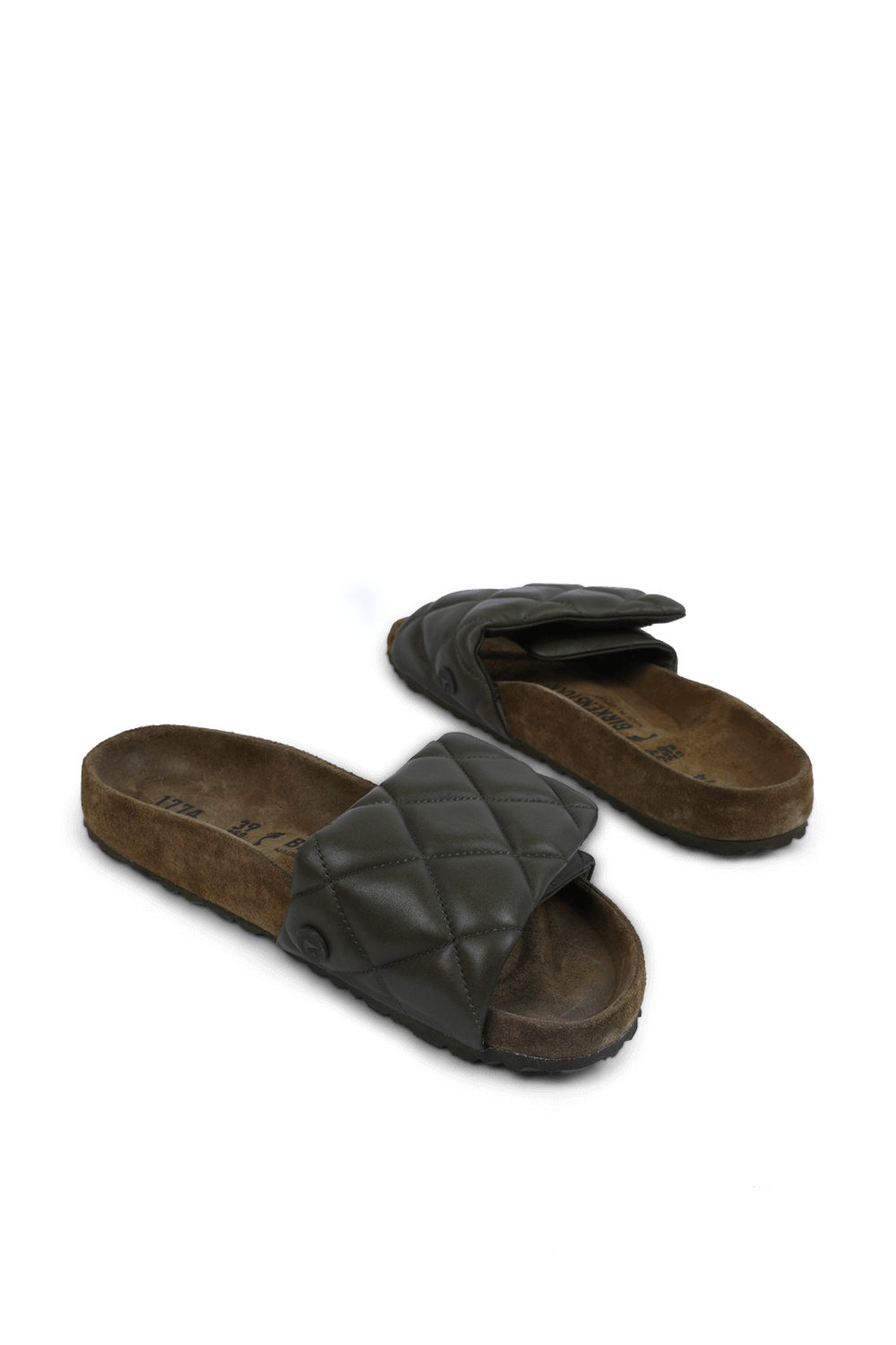 כפכפי סליידס ירוקים עם תיפורי קווילט BIRKENSTOCK