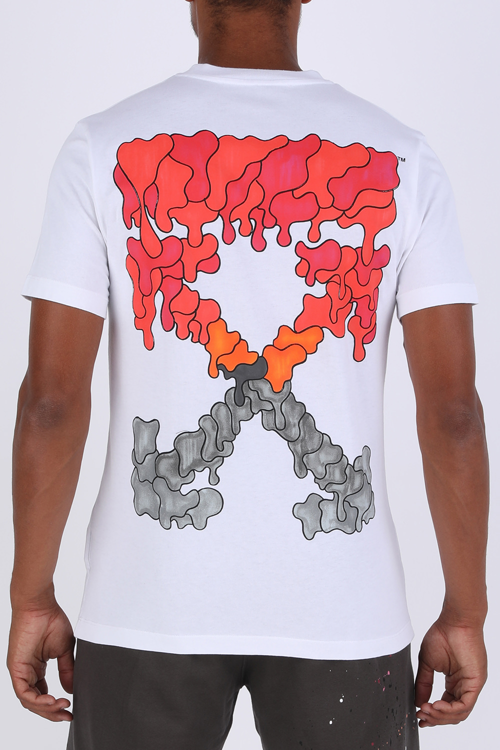 תמונת דוגמן אחורית של חולצת לוגו טי גרפית בגזרת סלים