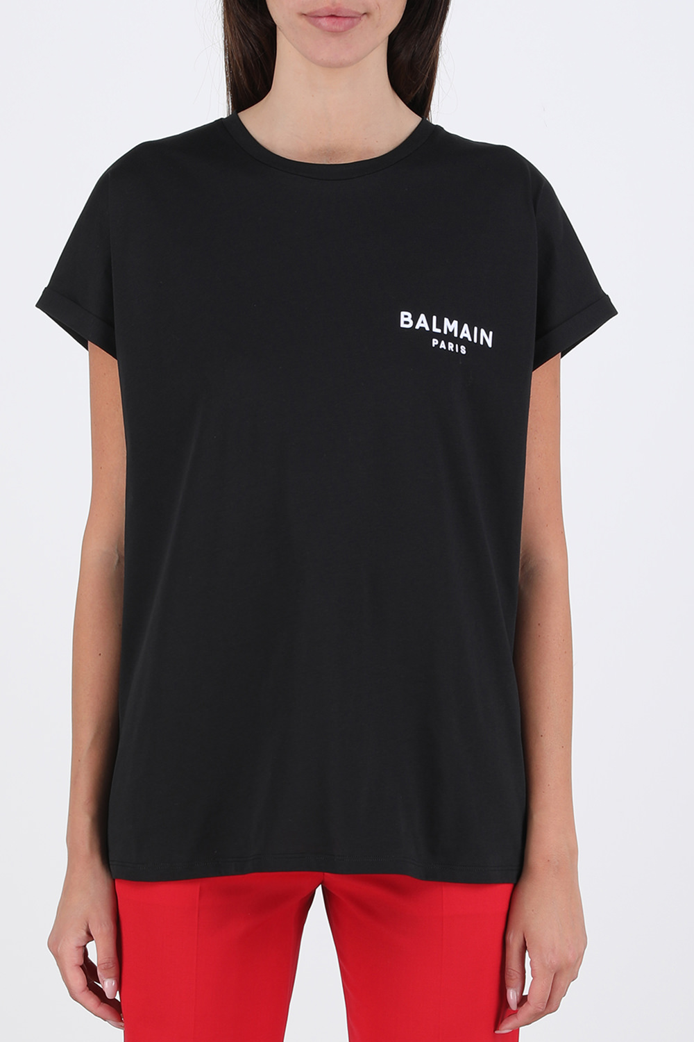 תמונת דוגמן קידמית של Flocked Logo Eco Tshirt in Black