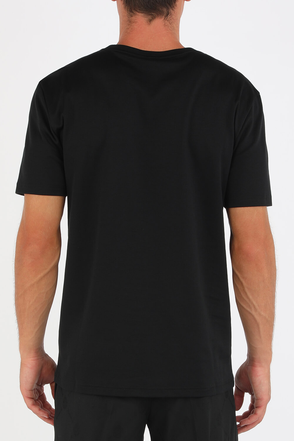 תמונת דוגמן אחורית של T-Shirt With Leather Detail in Black