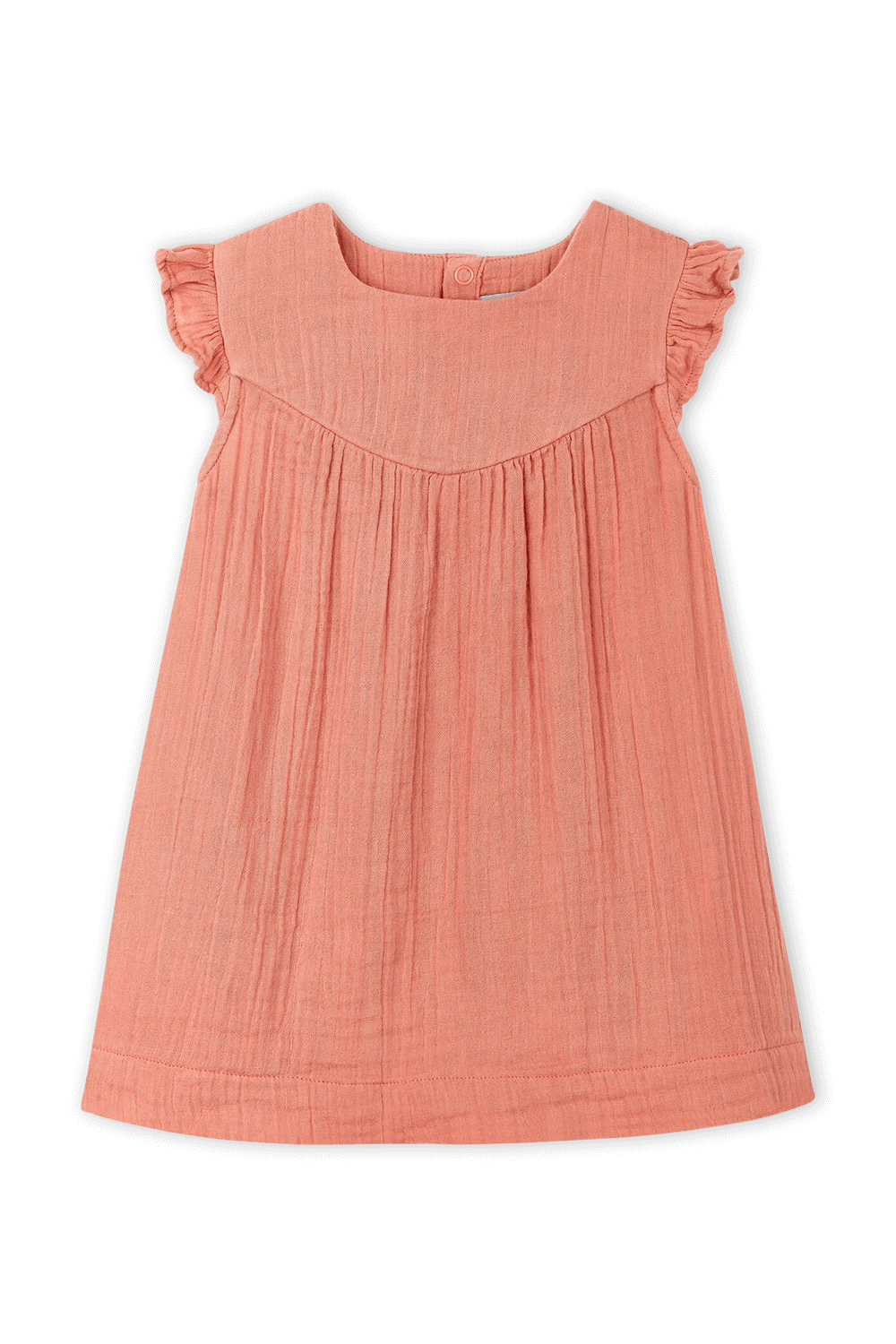 תמונה קידמית של גילאי 18-36 שמלה אפרסק עם שרוולי מלמלה