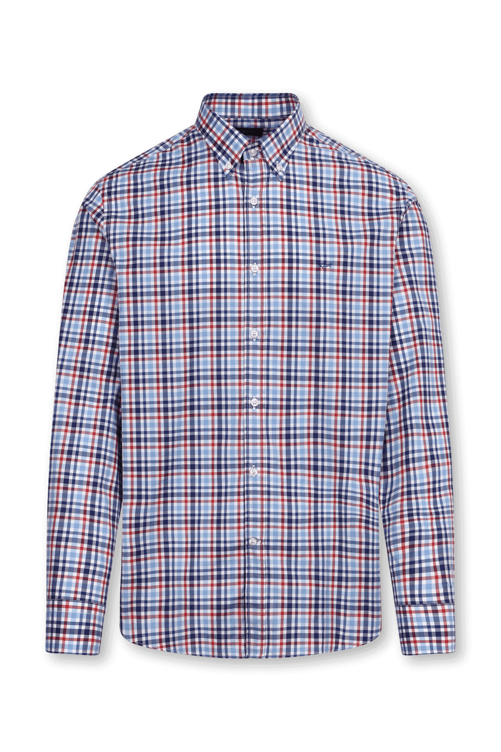 תמונה קידמית של חולצת משבצות מכופתרת