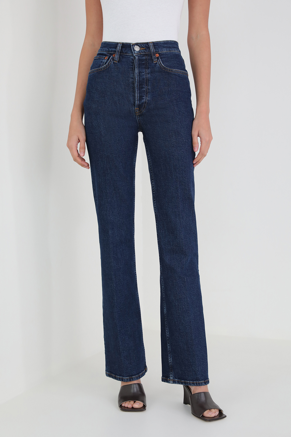 מכנסי ג'ינס שנות ה-70 בשטיפה כחולה RE/DONE