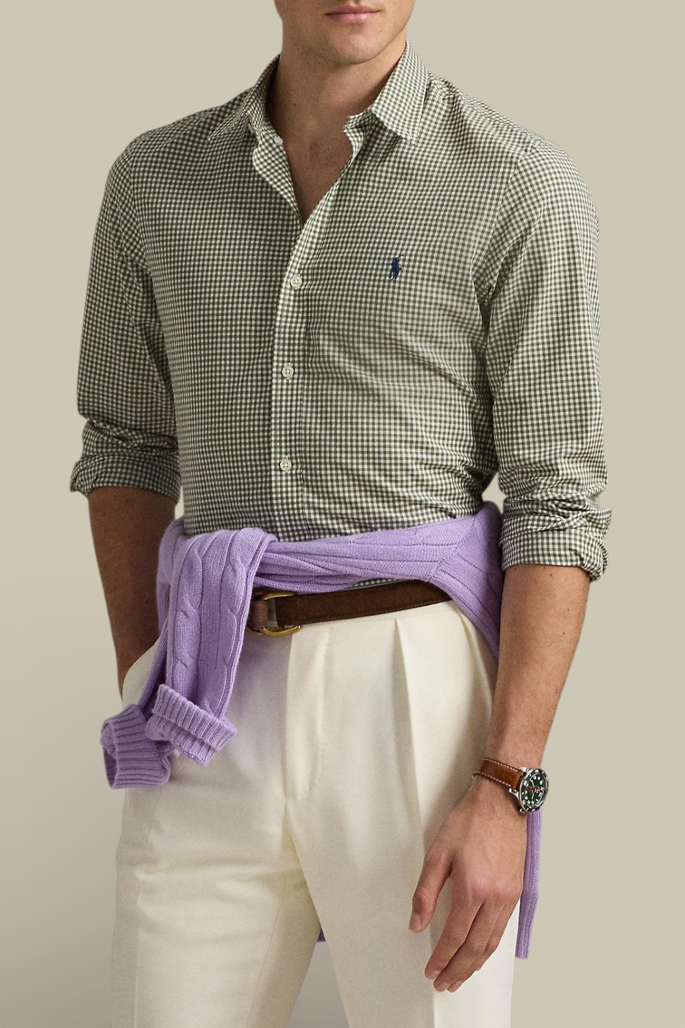 תמונת דוגמן קידמית של חולצות כפתורים ארוכה