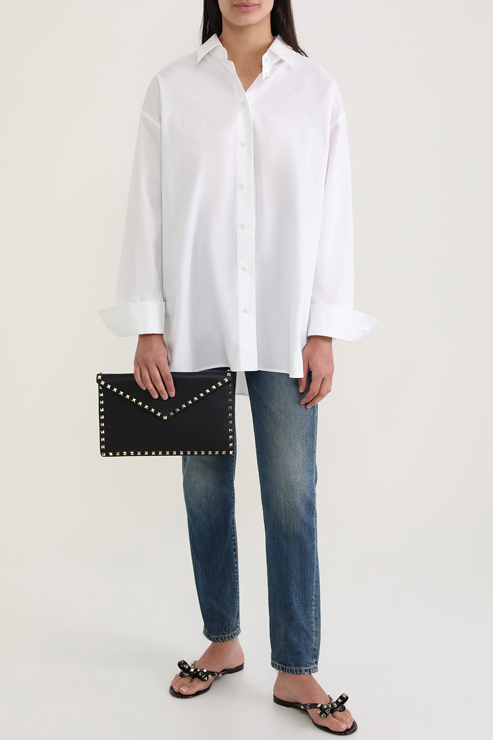 תמונת דוגמן קידמית של תיק קלאץ' מעטפה מעור מגורען