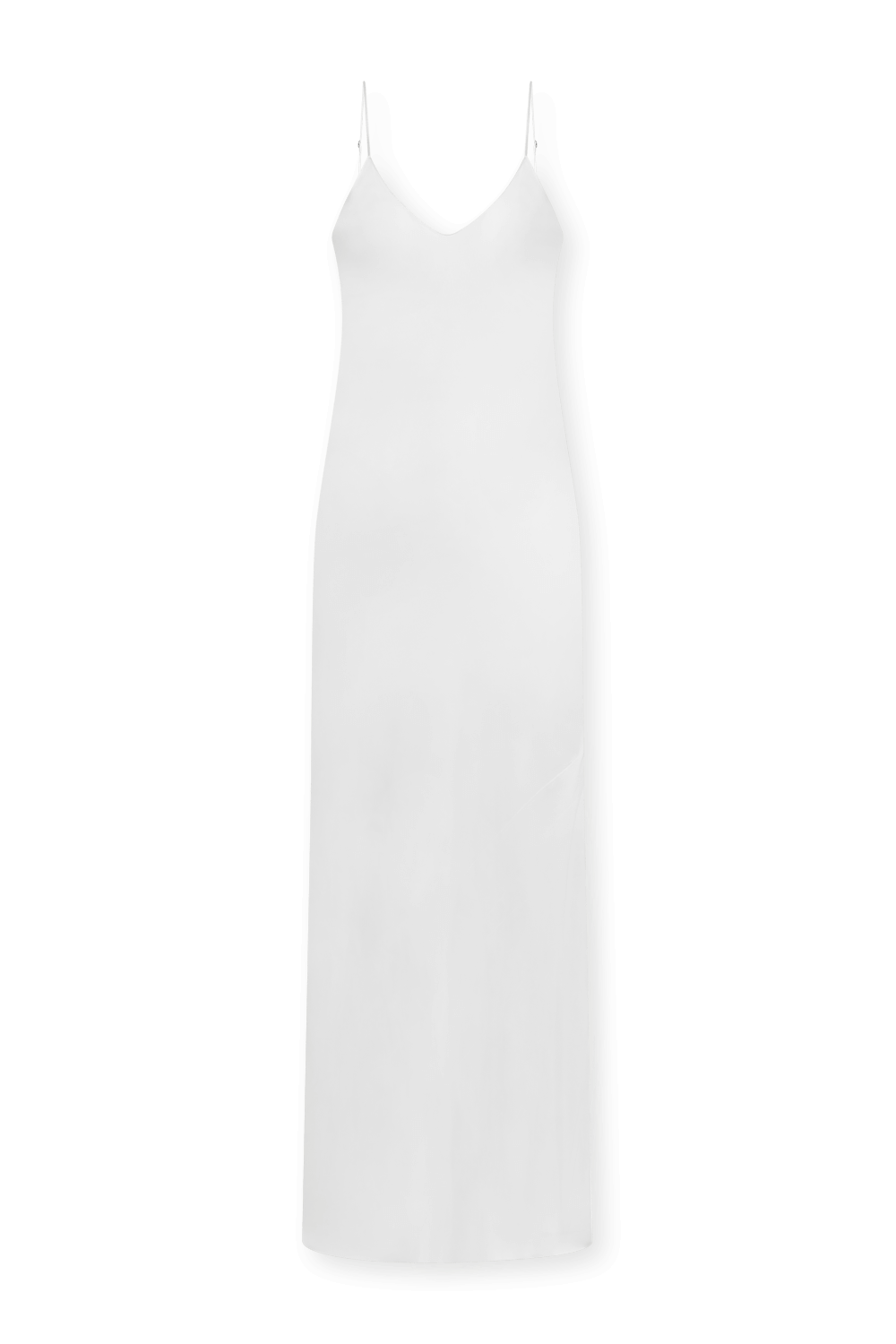 תמונה קידמית של שמלת מקסי בגוון שנהב העשויה משי