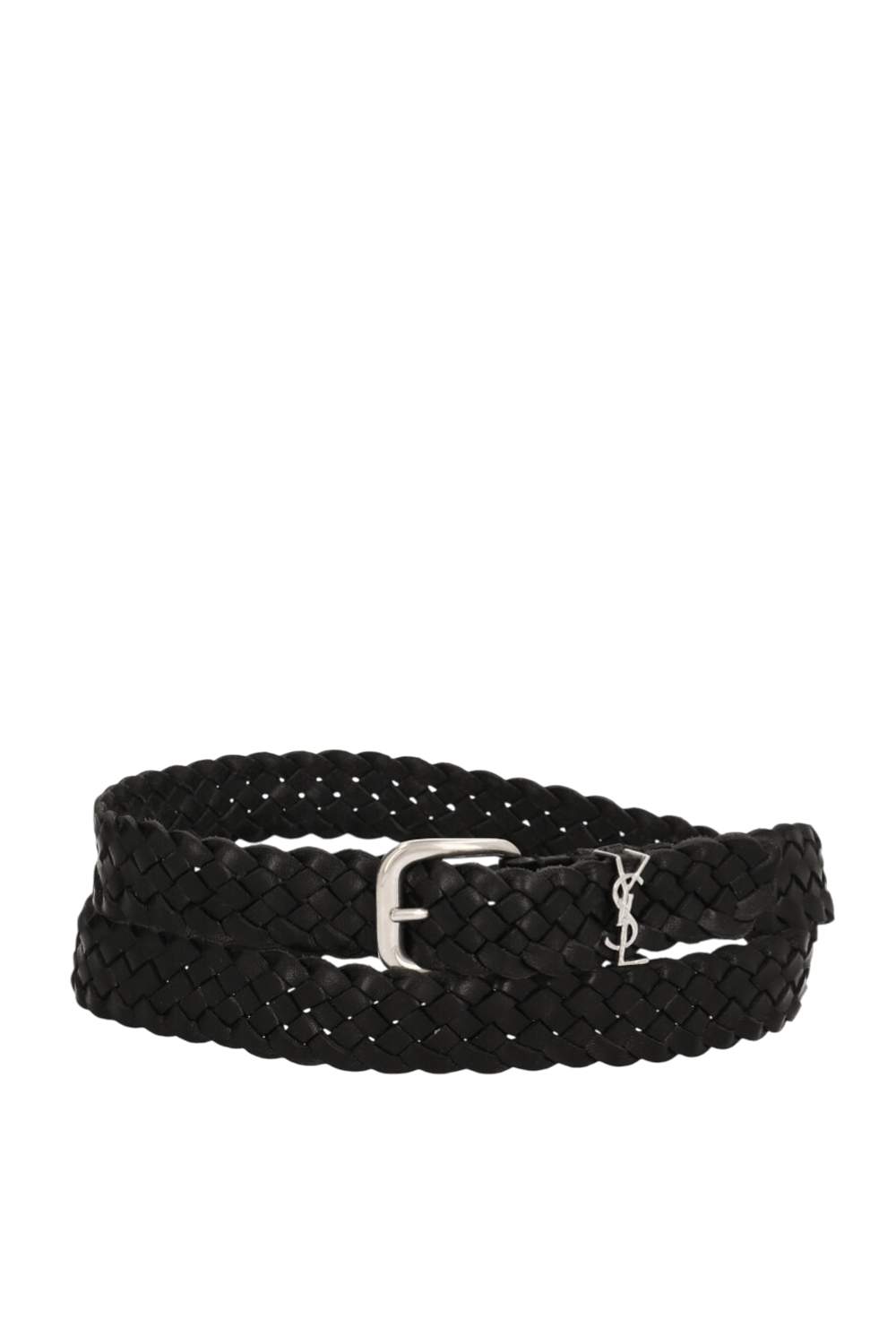 תמונה קידמית של חגורת עור קלועה