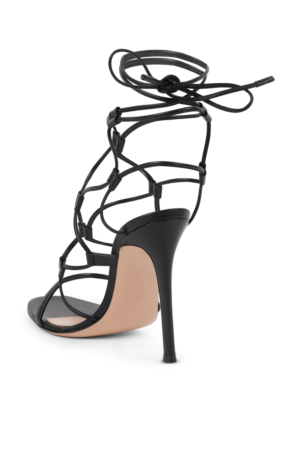 תמונה אחורית של סנדלי גיזה מעור בגוון שחור