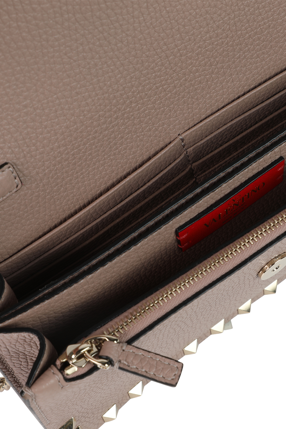 תמונת פנים של תיק צד מלבני מעור בגוון פודרה