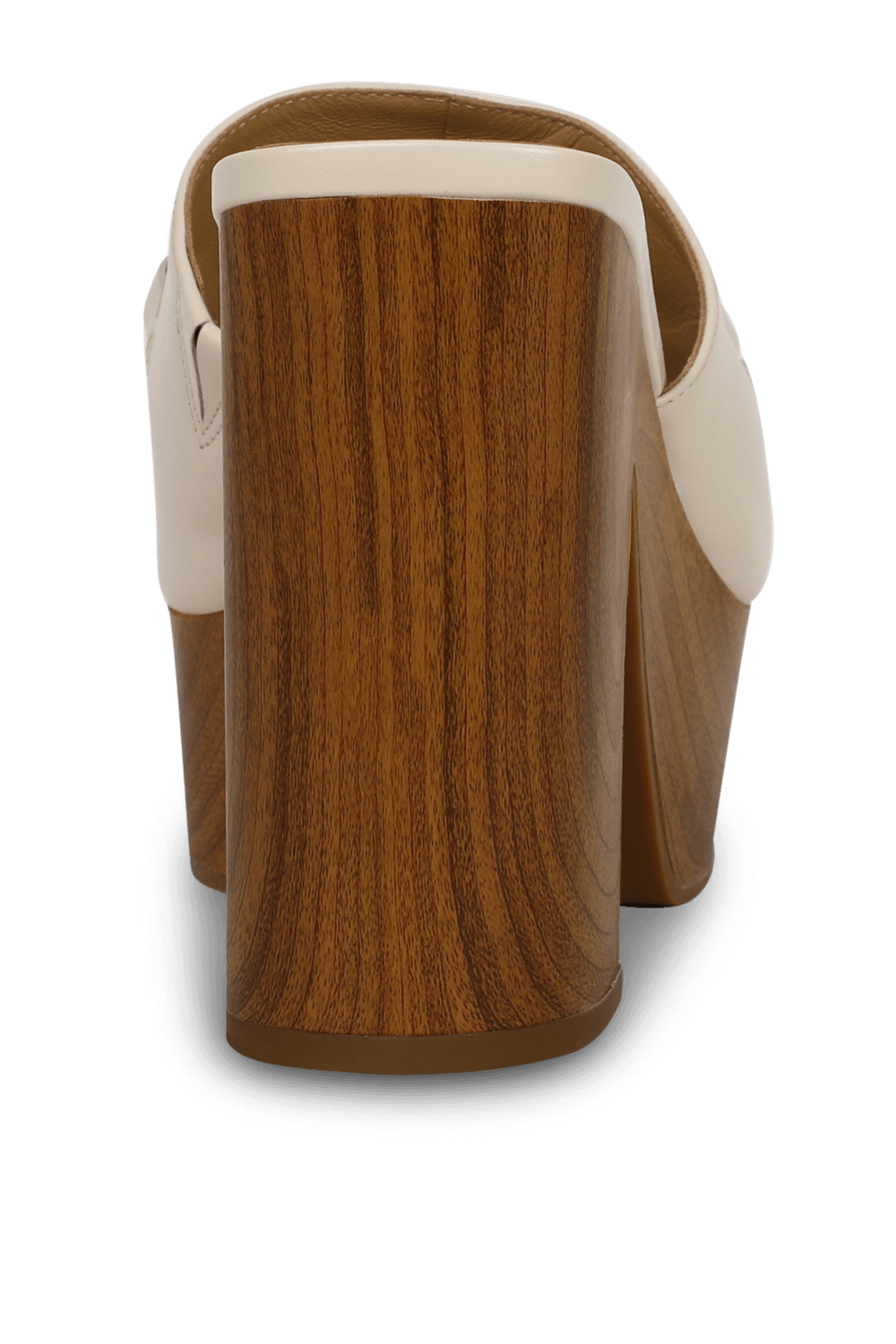 תמונה אחורית של סנדלי מיול פלטפורמה בגווני בז' וחום