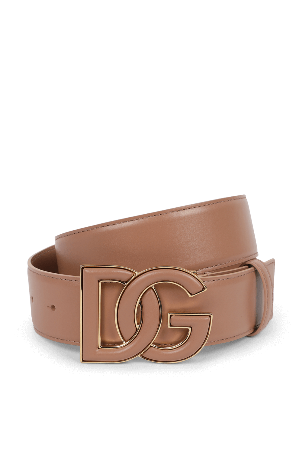 תמונה קידמית של חגורת עור ורודה עם אלמנט לוגו