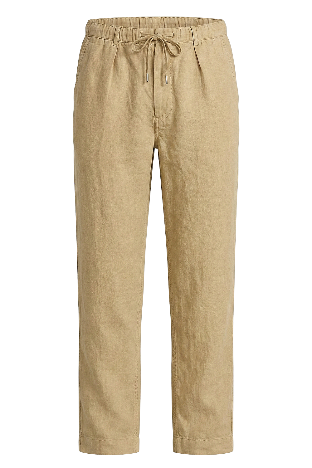 תמונה קידמית של מכנסי פשתן ארוכים