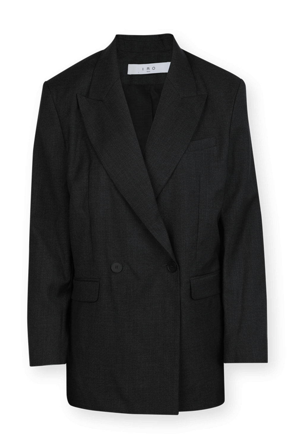 תמונה קידמית של ז'קט מחויט אוברסייז שחור