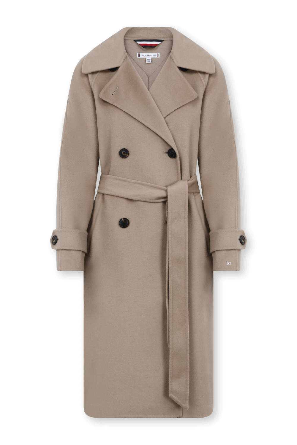 תמונה קידמית של מעיל טרנץ' צמר ברכיסה כפולה