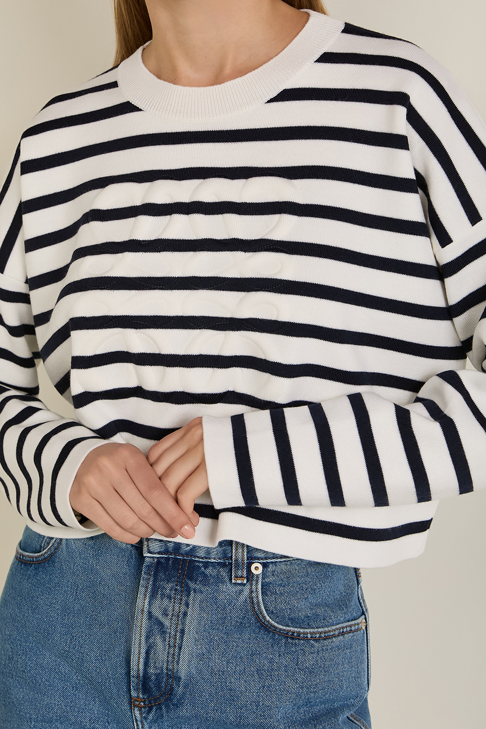 תמונת תקריב דוגמן של סריג צמר