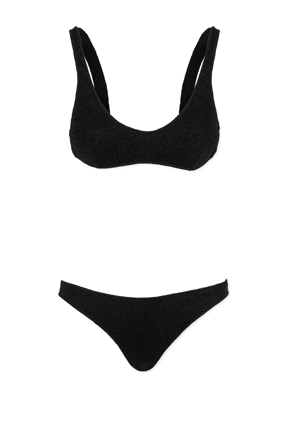 תמונה קידמית של Lumiere Sporty Lurex Bikini in Black