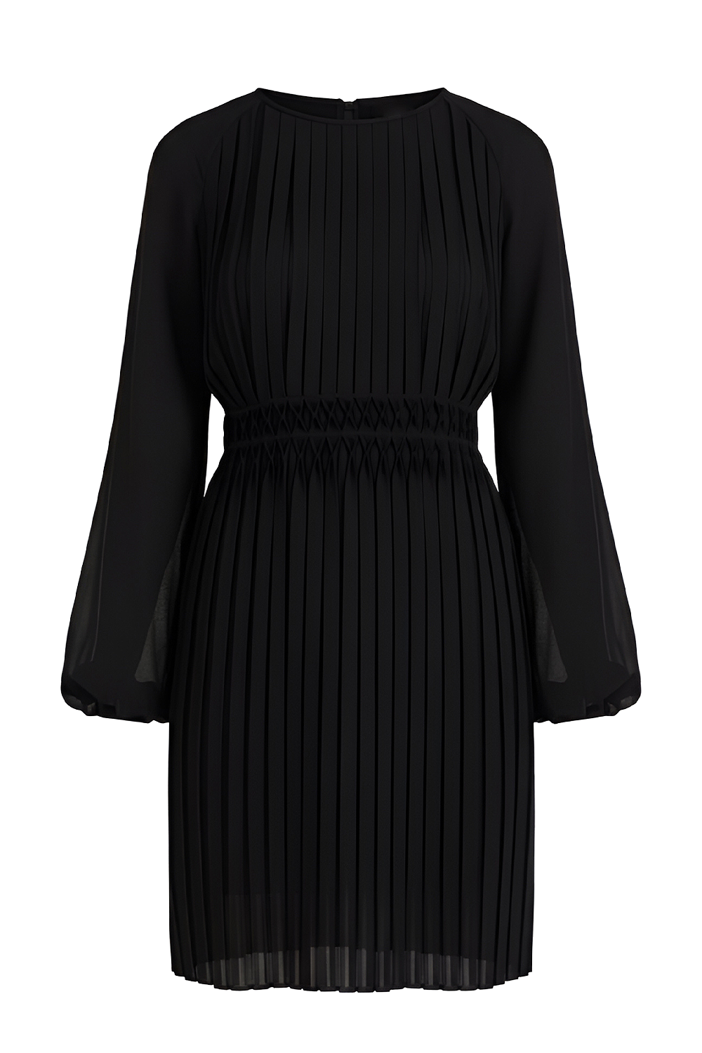 תמונה קידמית של שמלת קפלים עדינים