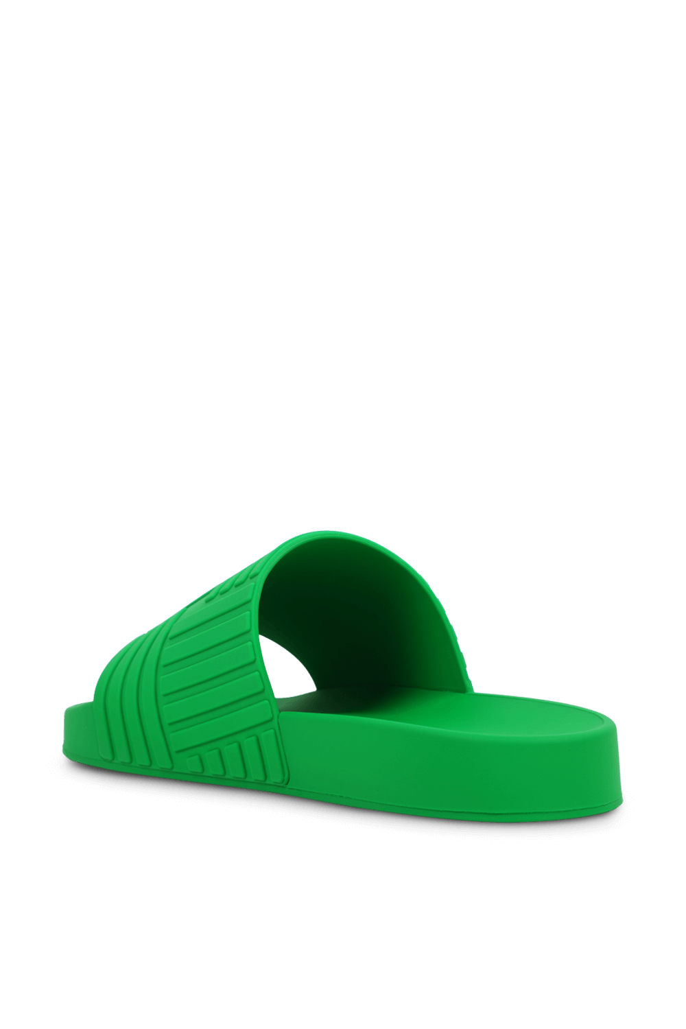 תמונה אחורית של כפכפי סליידס ירוקים מעוצבים