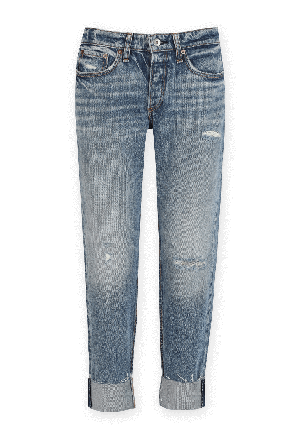 תמונה קידמית של מכנסי ג'ינס רוזה בגזרת בויפרנד בשטיפה בינונית