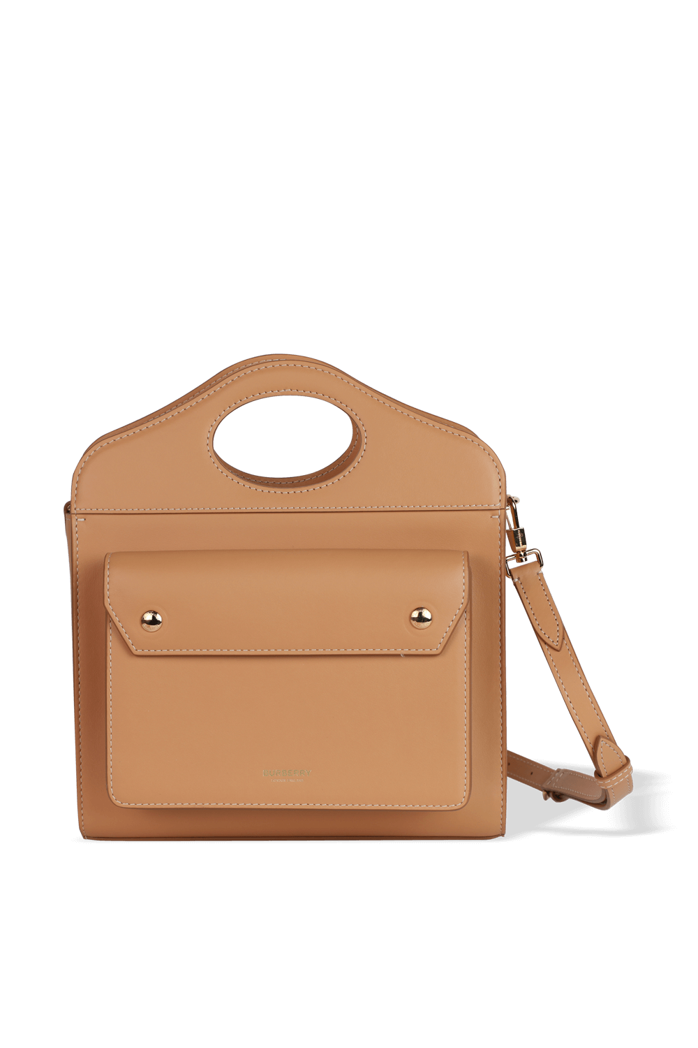 Mini Topstitched Leather Pocket Bag in Warm Sand BURBERRY