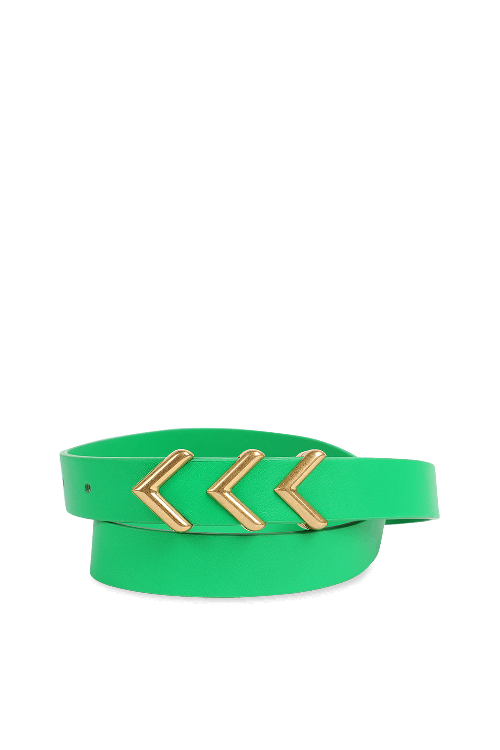 חגורת עור עם שלושה משולשים מוזהבים בצבע ירוק בהיר image number null BOTTEGA VENETA