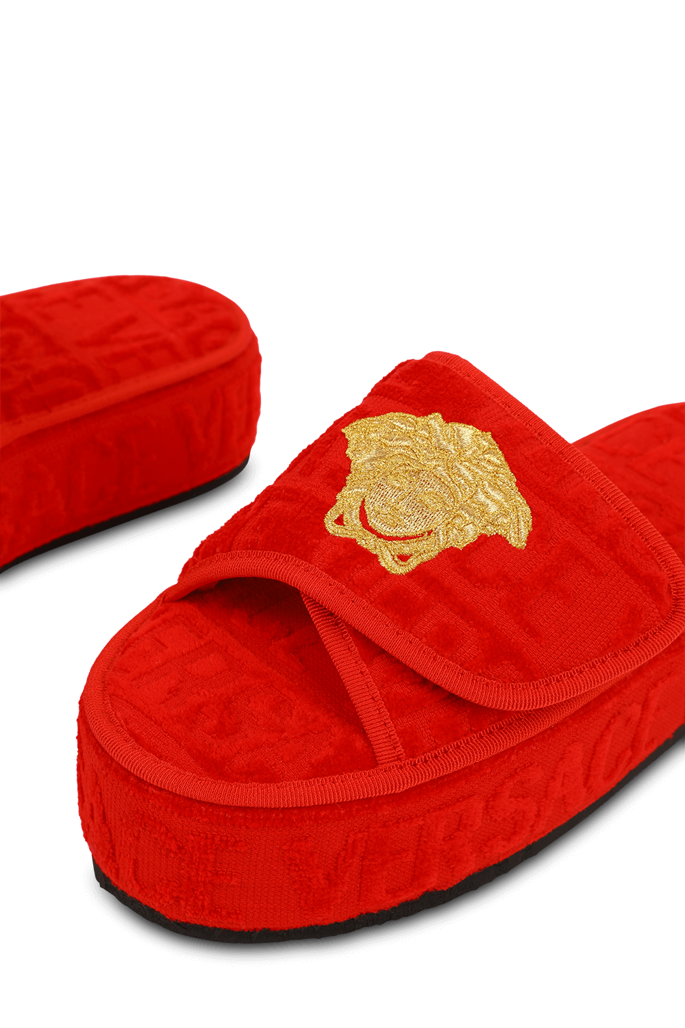נעלי בית אדומות עם לוגו מוזהב VERSACE HOME
