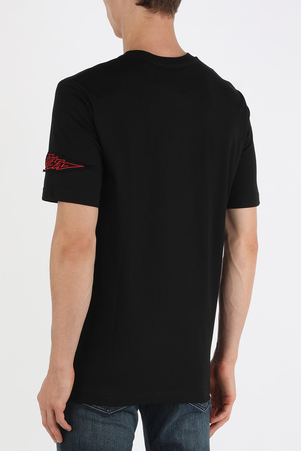חולצת טי עם לוגו רקום בצבע שחור DIESEL