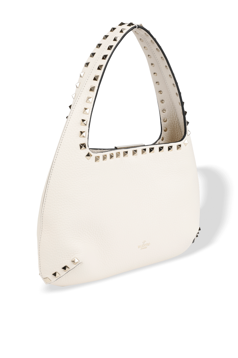 small rockstud grainy leather hobo bag