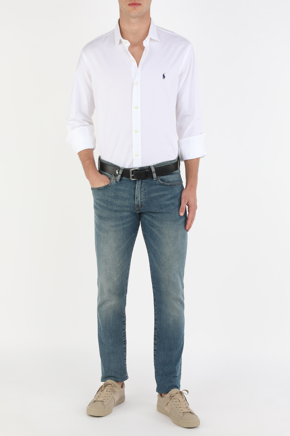 תמונת דוגמן קידמית של Polo Player Leather Belt in Black