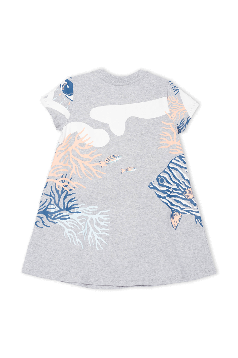 תמונה אחורית של גילאי 8-12 שמלה בגוון אפור עם הדפס ימי