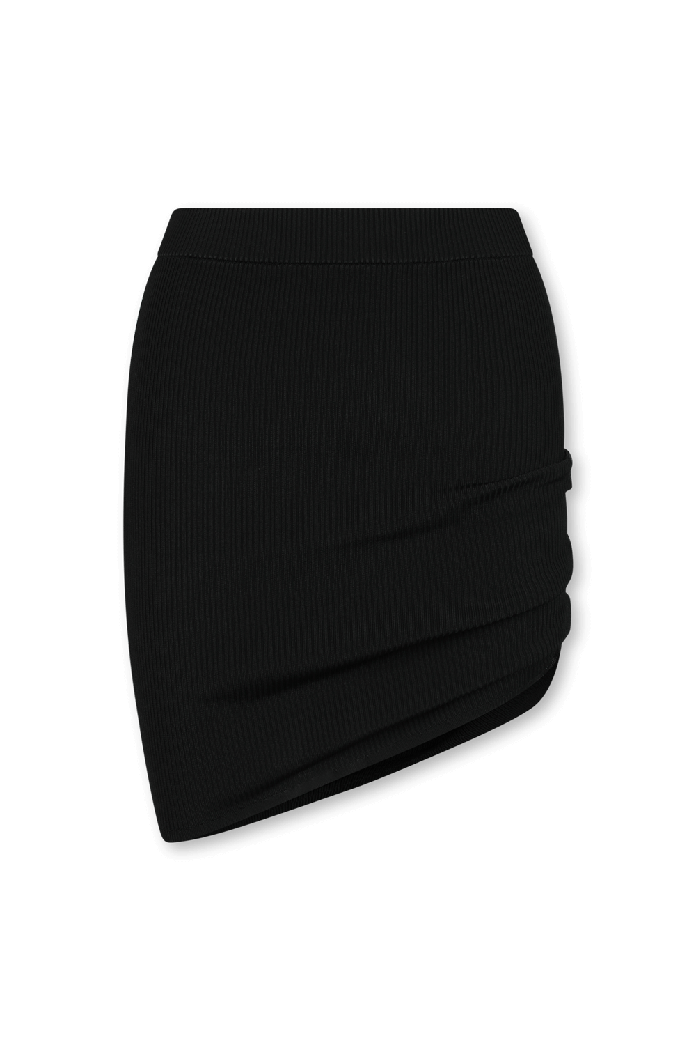 תמונה קידמית של חצאית מיני שחורה א-סימטרית