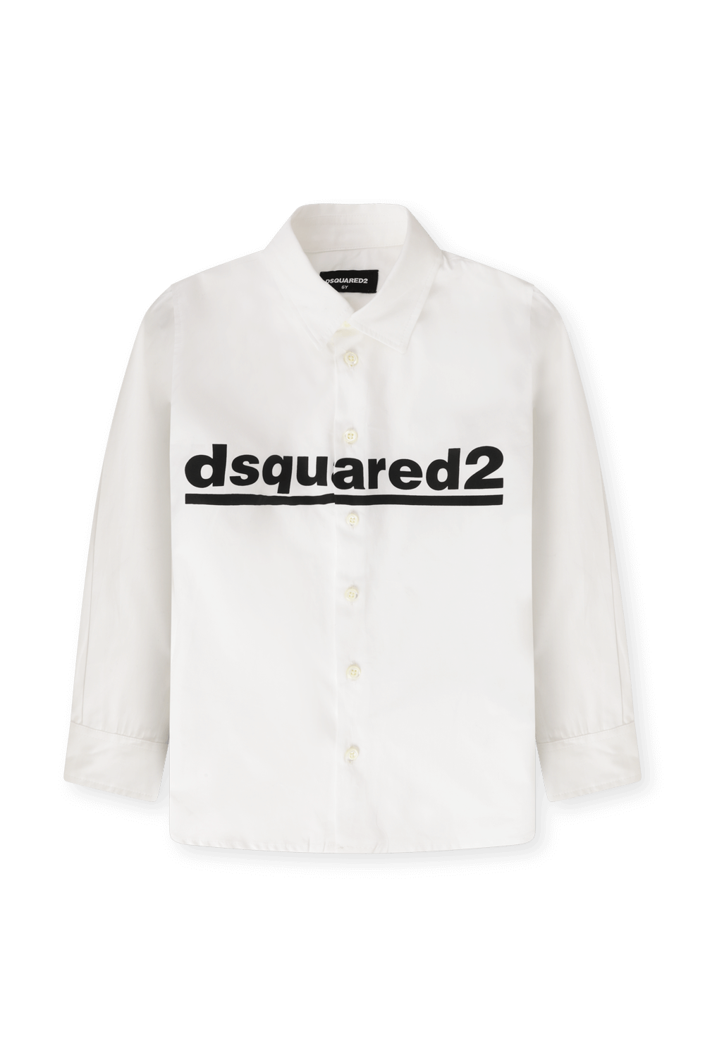 גילאי 4-16 חולצה מכופתרת ארוכה לבנה וממותגת DSQUARED2 KIDS