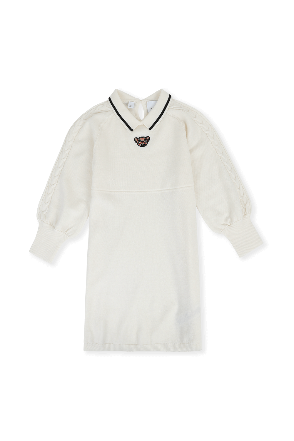 גילאי 4-14 שמלת צמר עם דובי רקום בגוון לבן BURBERRY