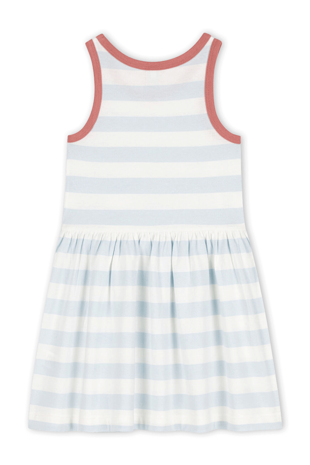 תמונה אחורית של גילאי 6-12 שמלת מיני עם פסים בגווני תכלת ולבן