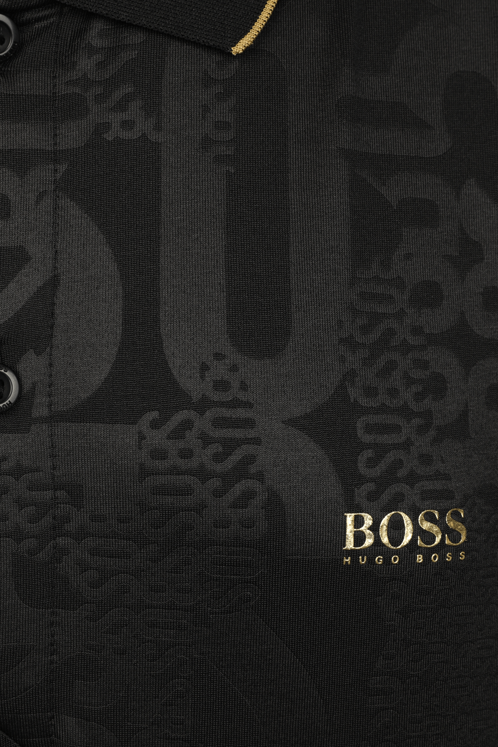 תמונה אחורית של Cotton-Blend Black Polo Shirt With Embossed Logo Artwork