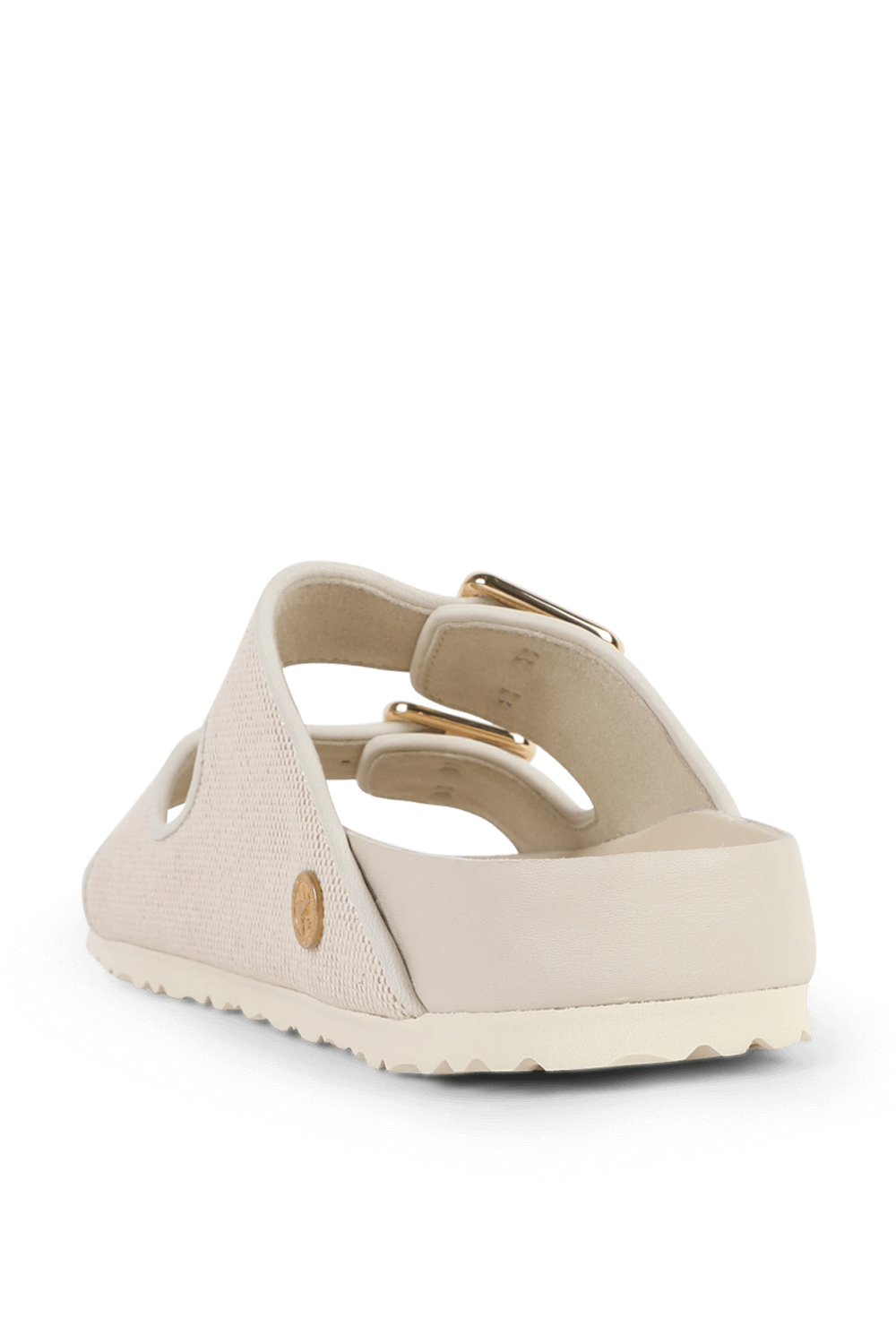 תמונה אחורית של סנדלי אריזונה 1774 בגוון קרם עם אבזם זהב